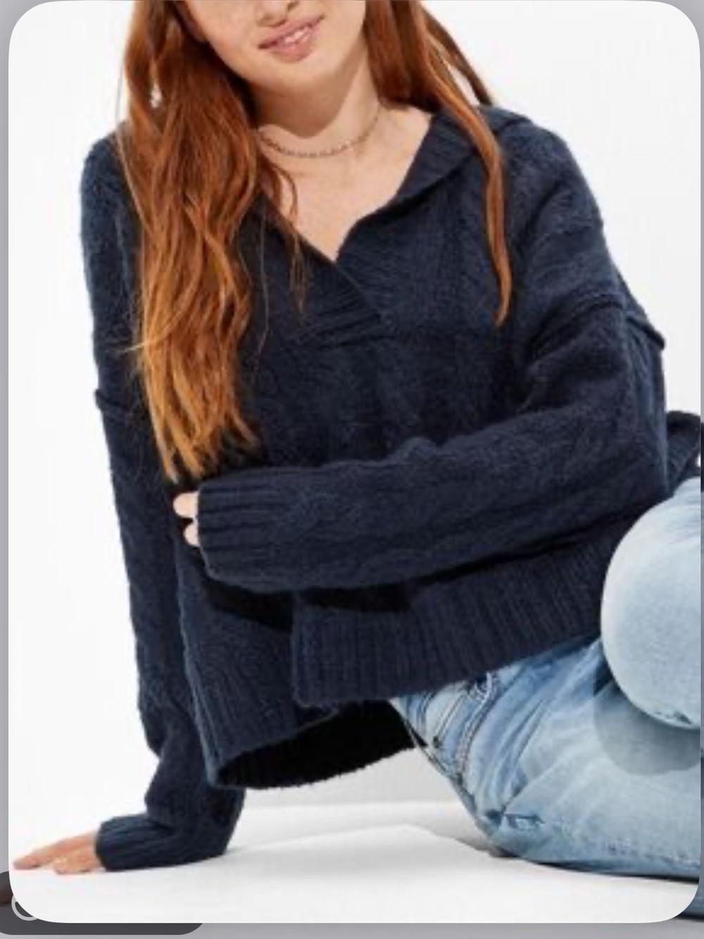 American Eagle Outfitters Navy Soft and Cozy Sweater Hoodie